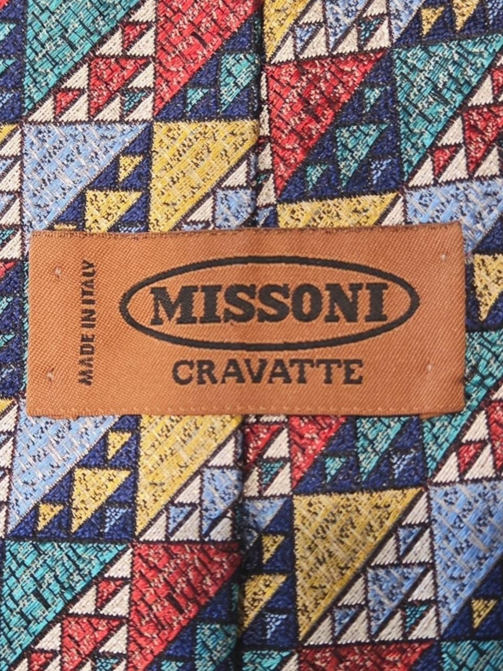 Vintage Missoni geometric 100% silk tie retro colorful multicolor 4 x 53 - Picture 4 of 6